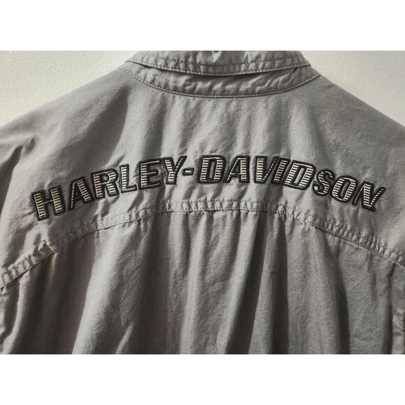 Harley Davidson Button Shirt XL Men Grey - Picture 8 of 12